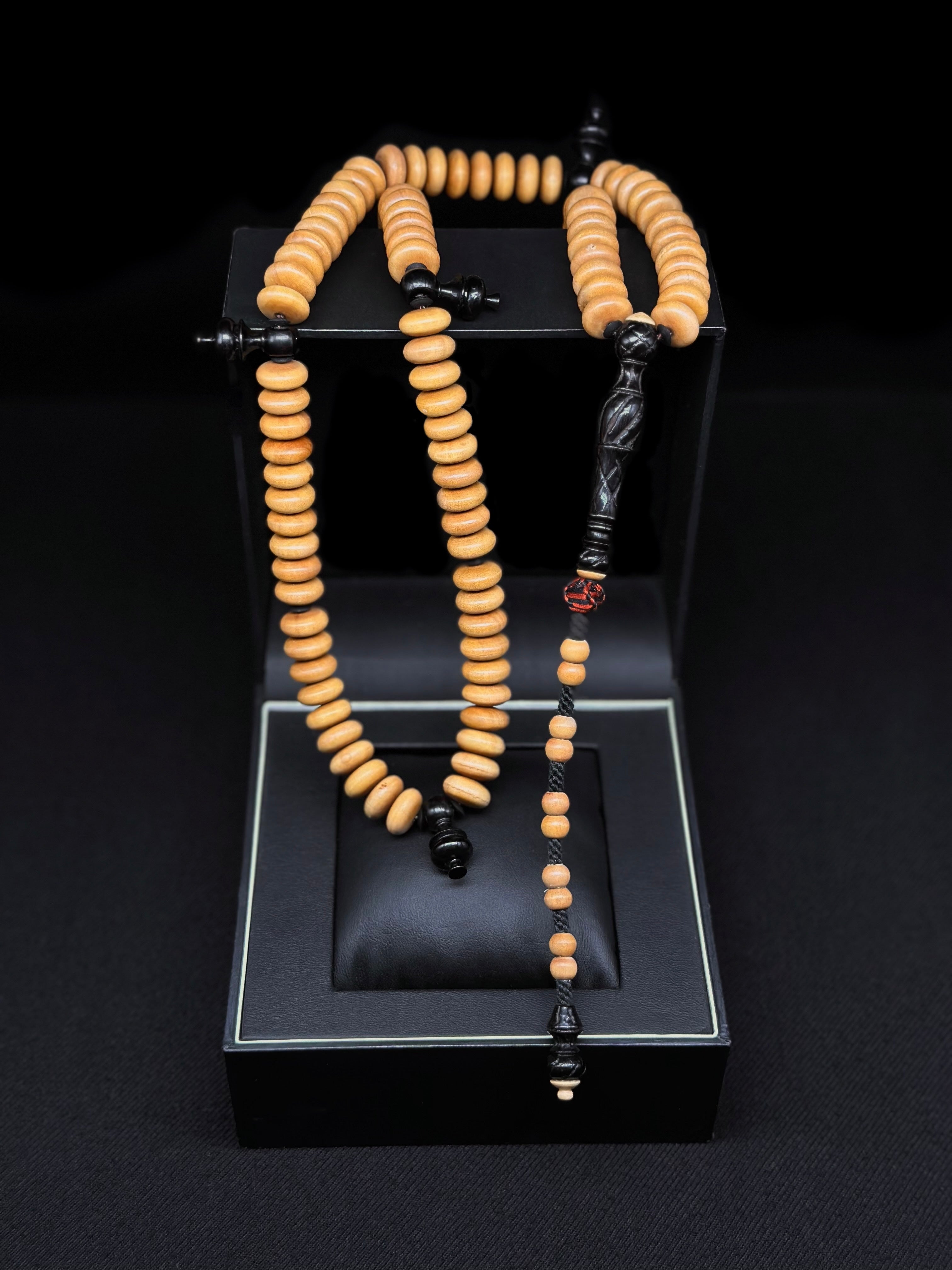 Pure Sandalwood x Carved Ebony Tasbih Grade A Fragrant)