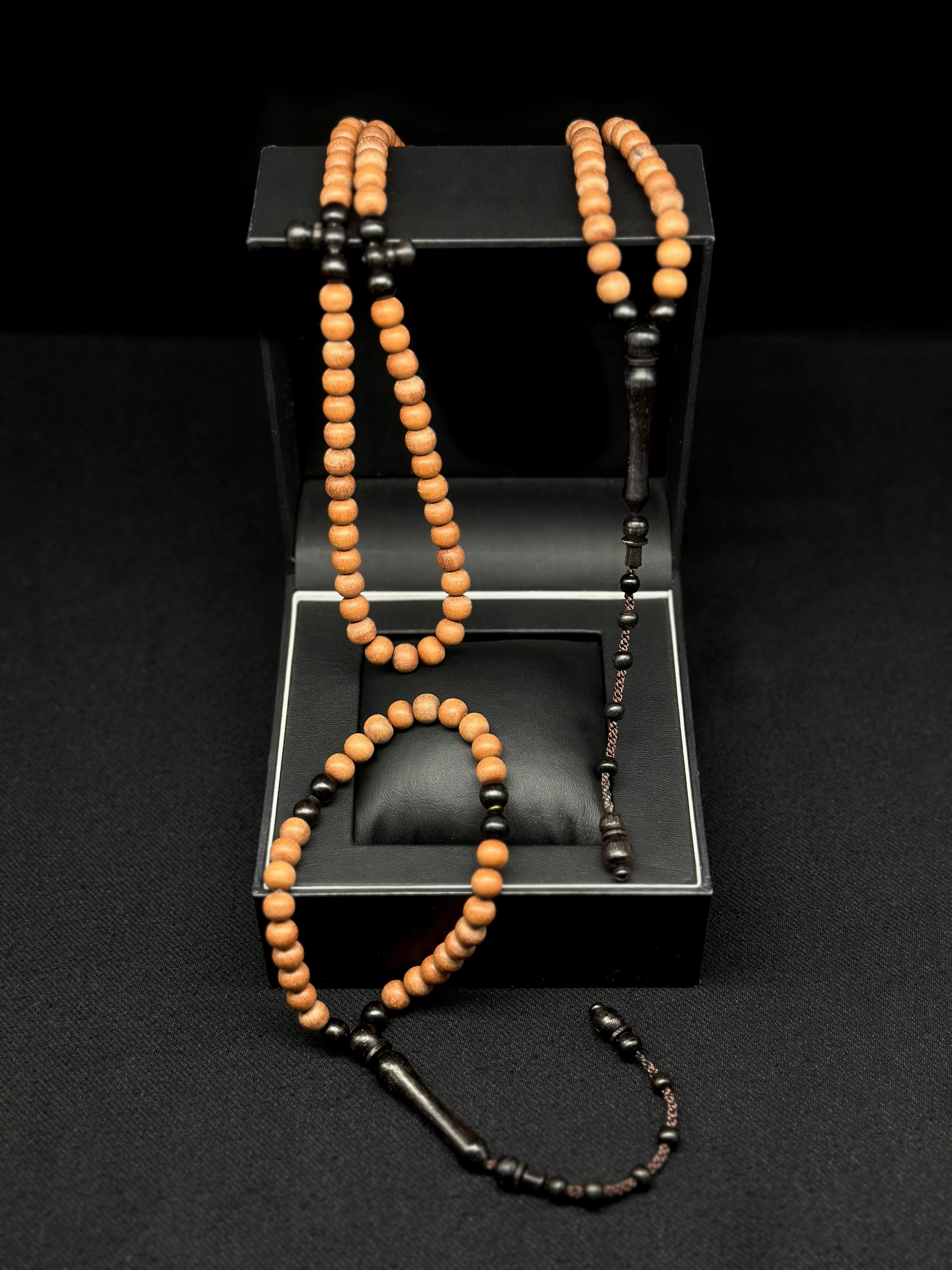 Sandalwood x Ebony Tasbih Prayer Beads Set 99 (Adjustable)