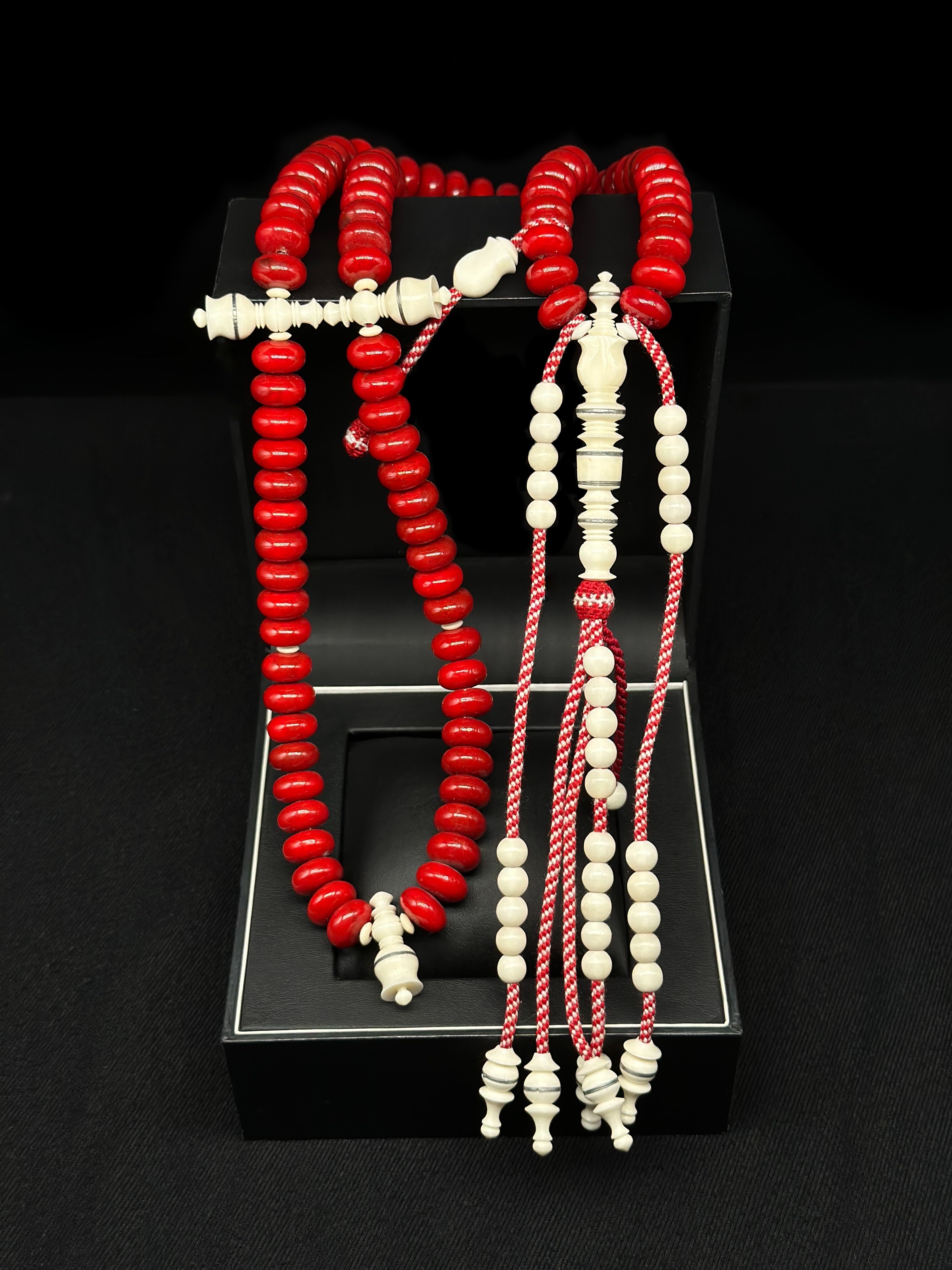 Red Marjan x Cow Bone Tasbih