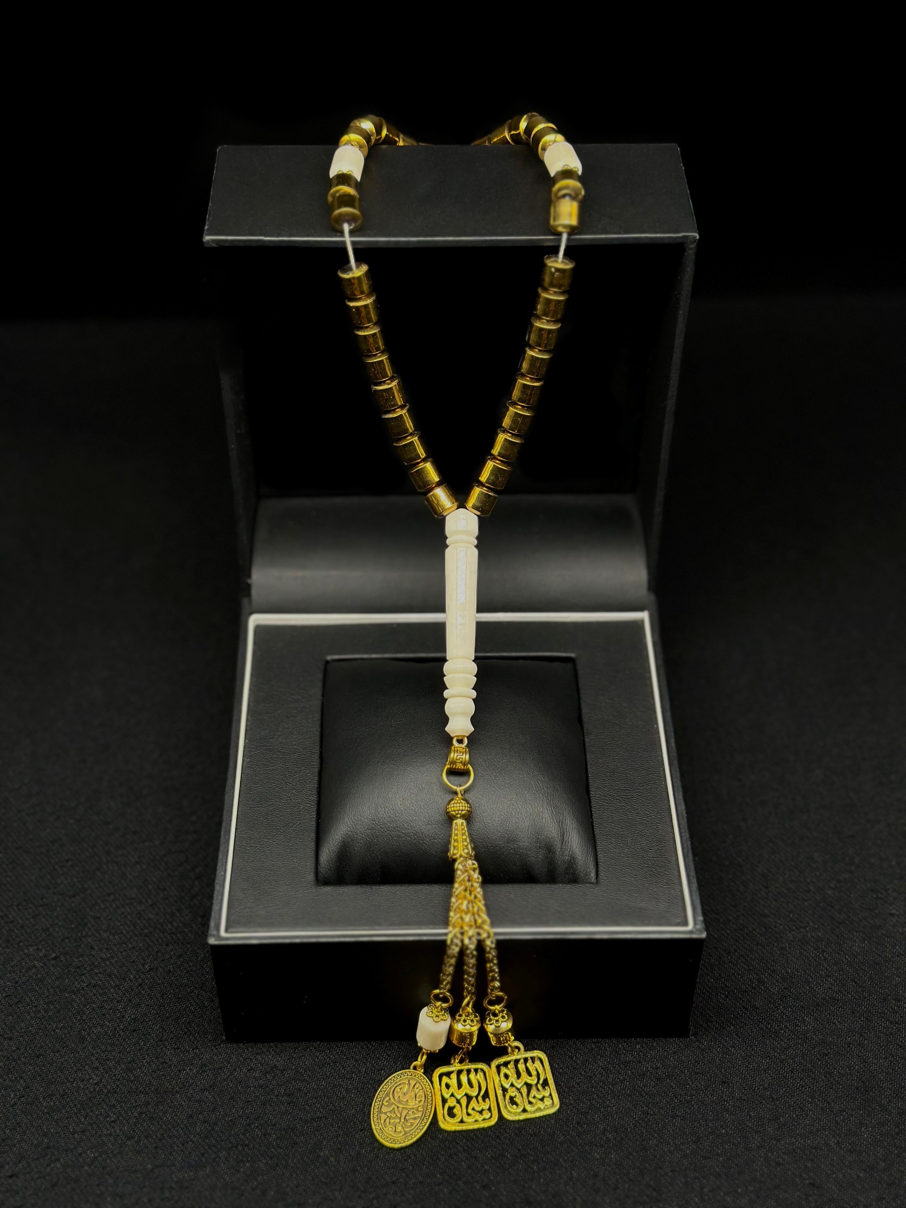 Gold Hematite x Camel Bone 33 Bead Tasbih