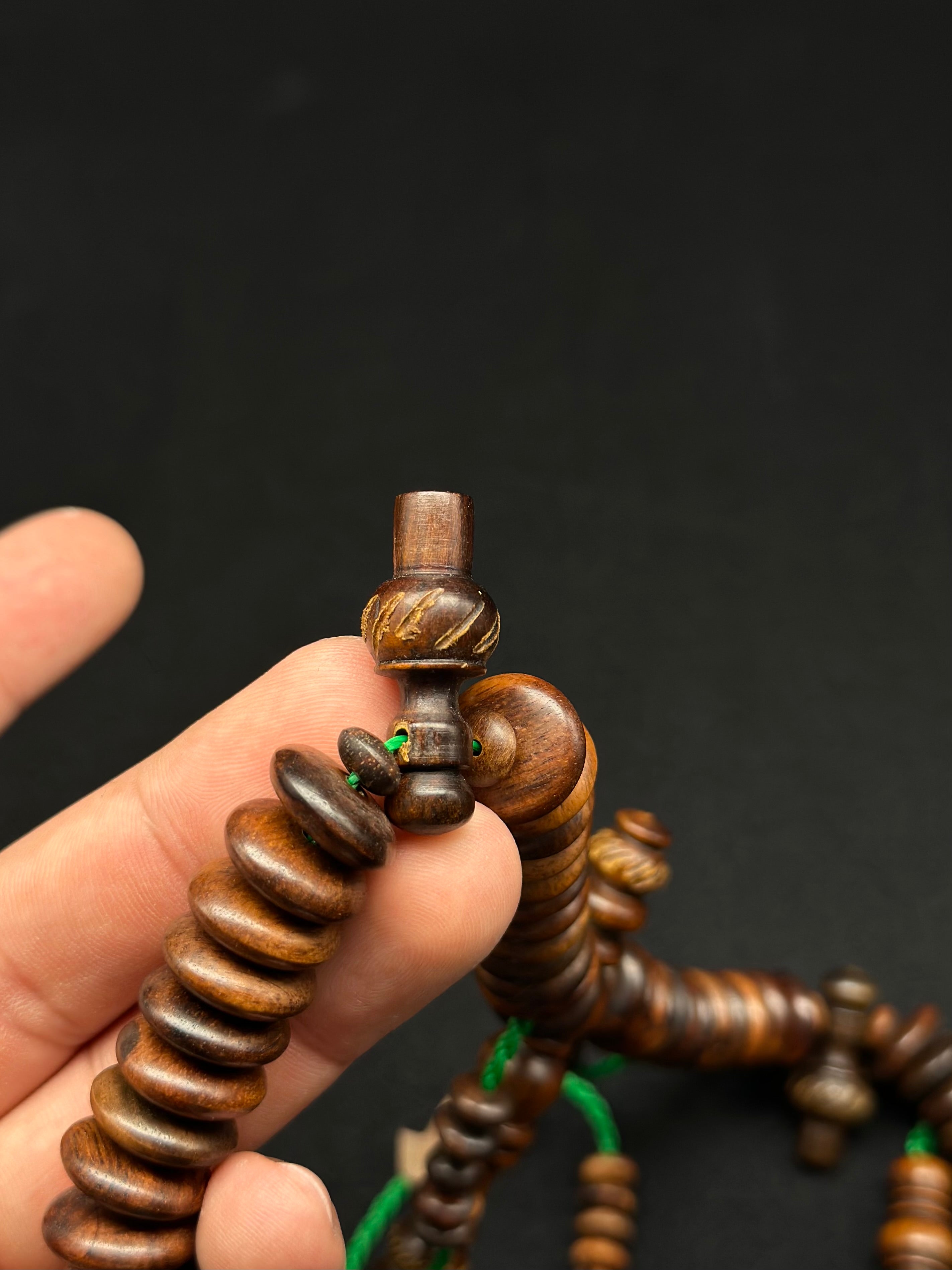 Pure Oud Agarwood Rumi Engraved Model Darqawi Tasbih (L)