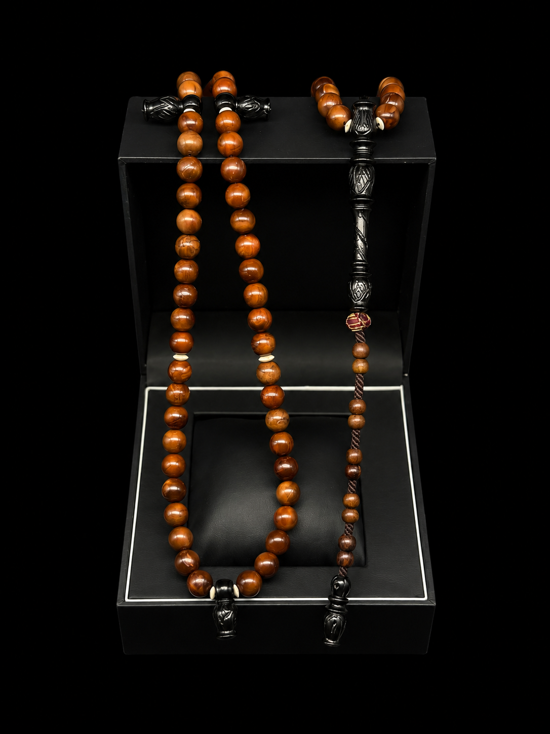 Grade A Limited Edition Kuka Coquilla Nut x Carved Ebony Tasbih