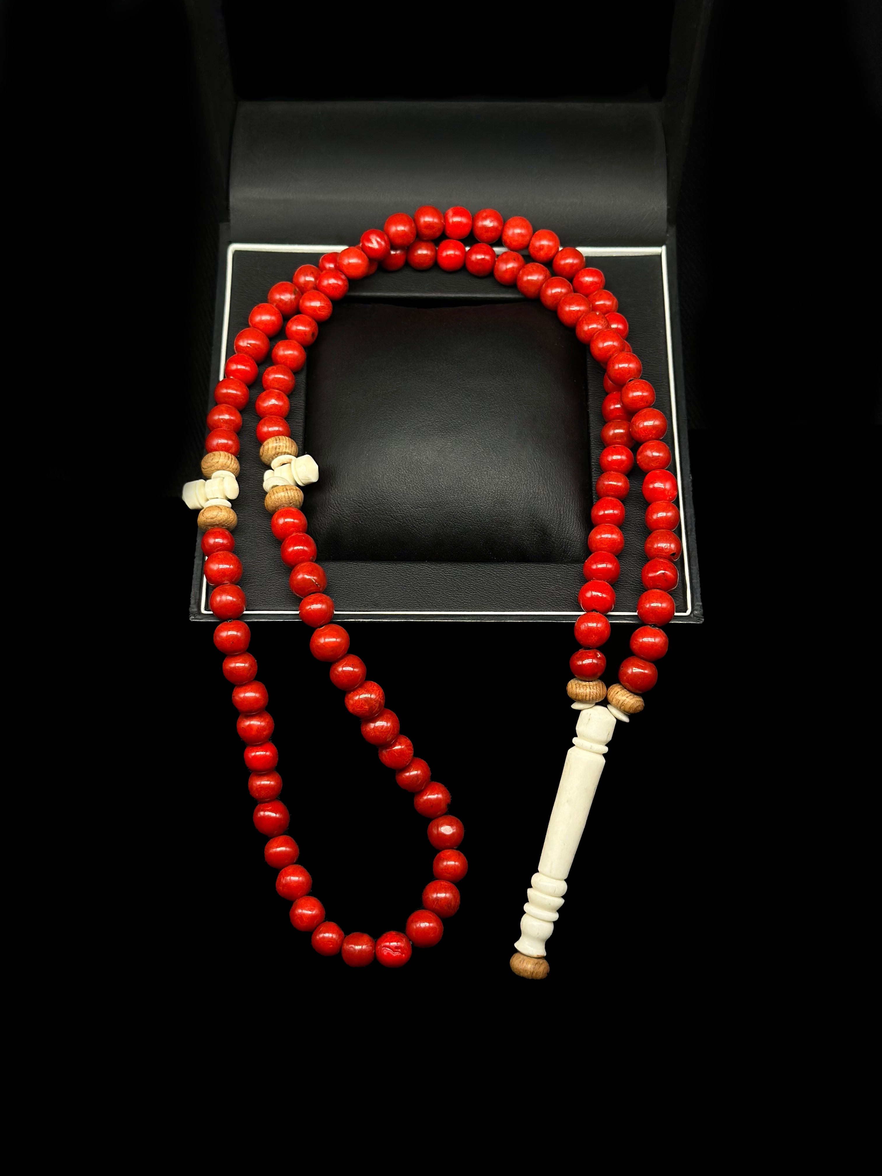 Red Marjan x Olive Wood x Cow Bone 99 Tasbih
