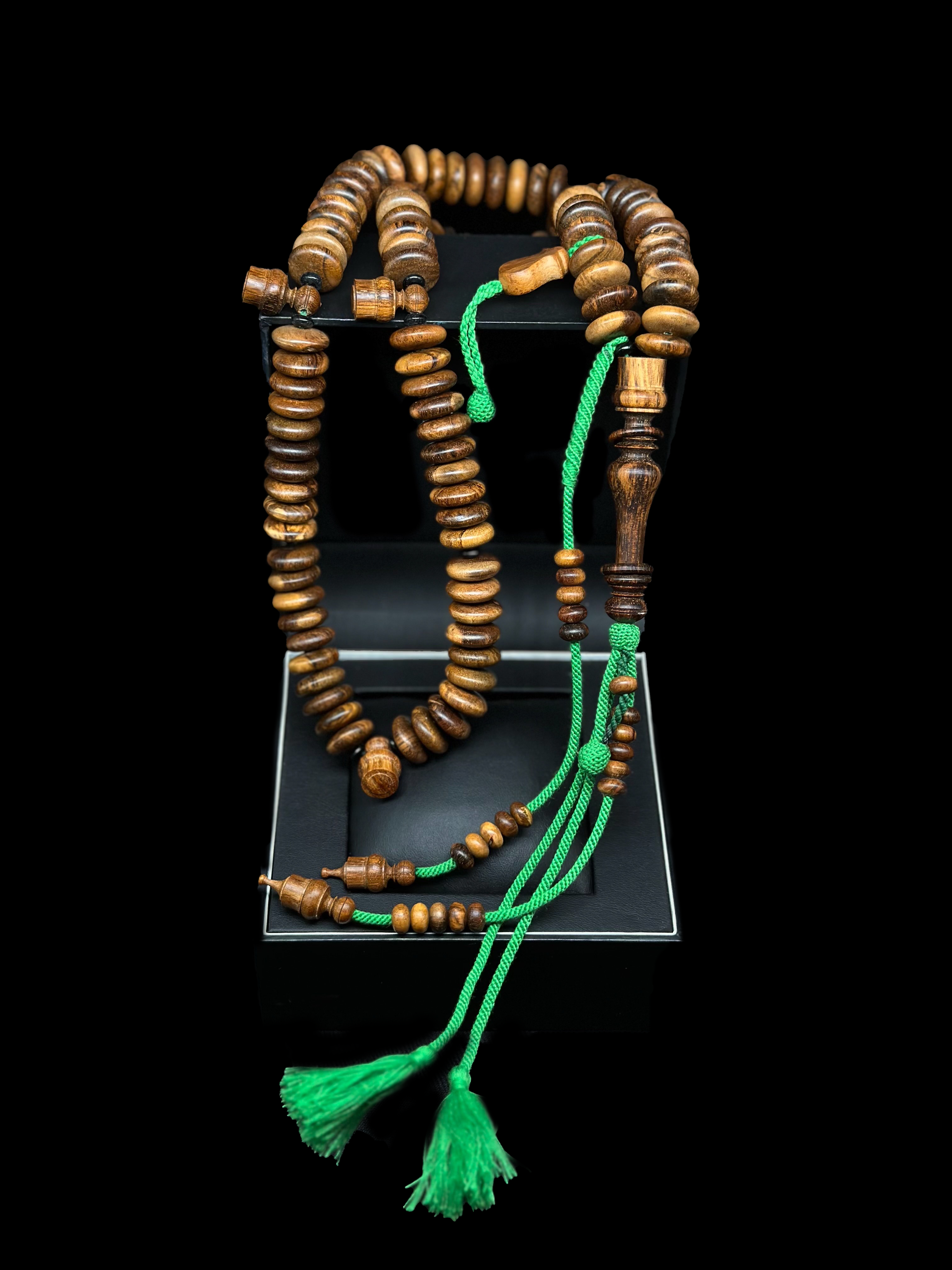 Pure Oud Agarwood Tasbih Rumi Model With Custom Alif (Fragrant)