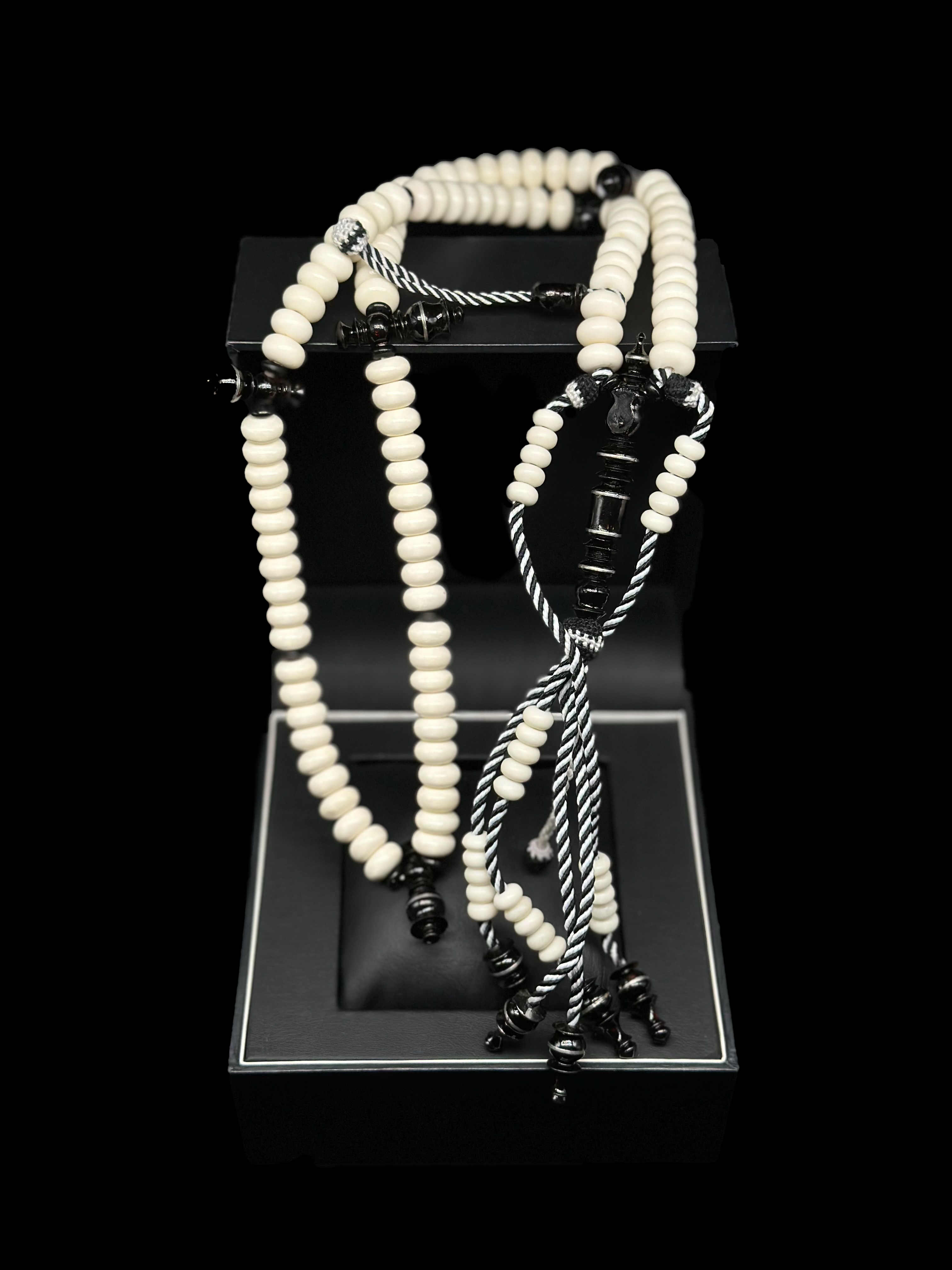 Pure Black Yusr x Cow Bone Tasbih