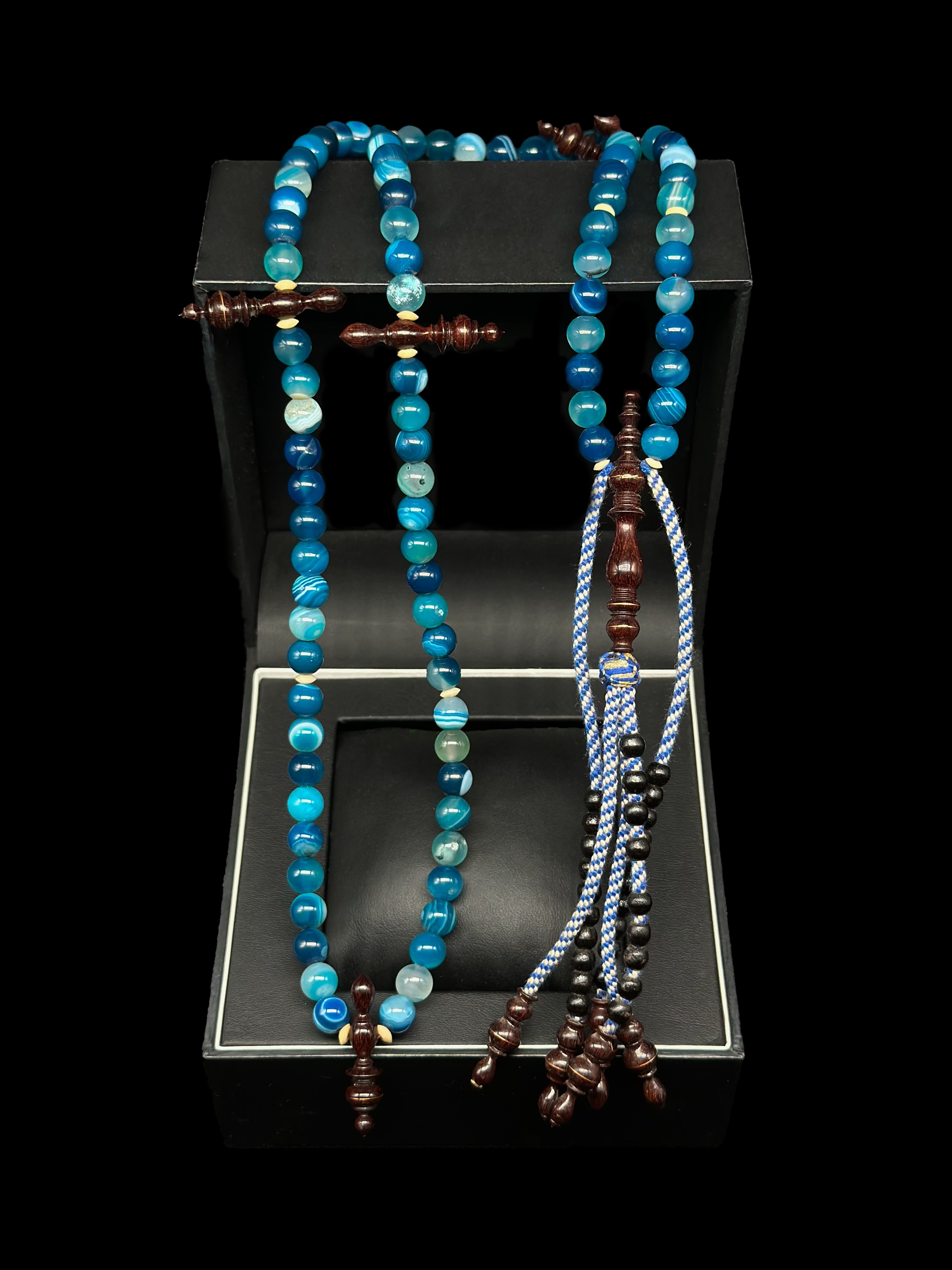 Blue Aqeeq Agate x Tamarind Tasbih