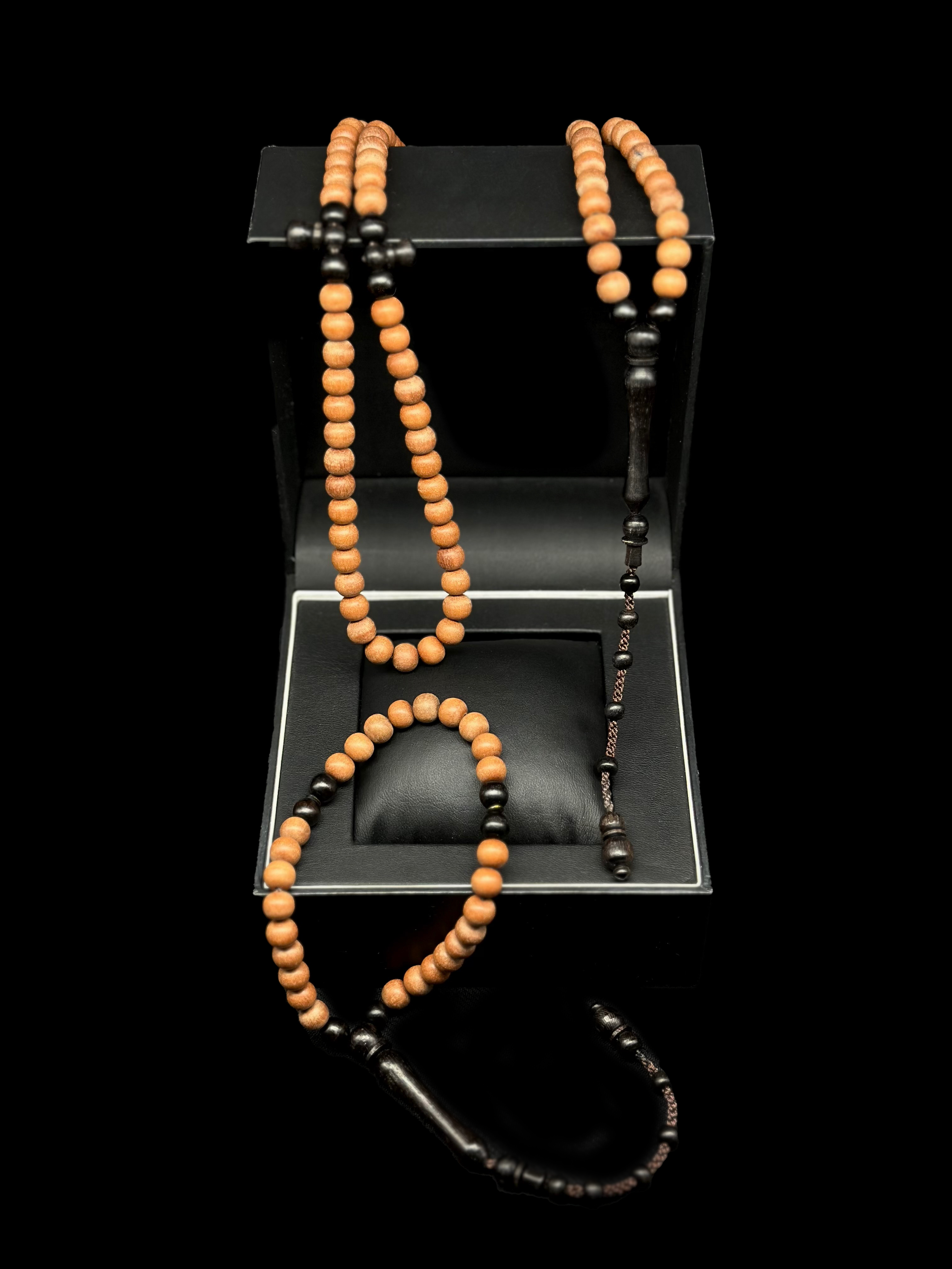 Sandalwood x Ebony Tasbih Prayer Beads Set 99 (Adjustable)