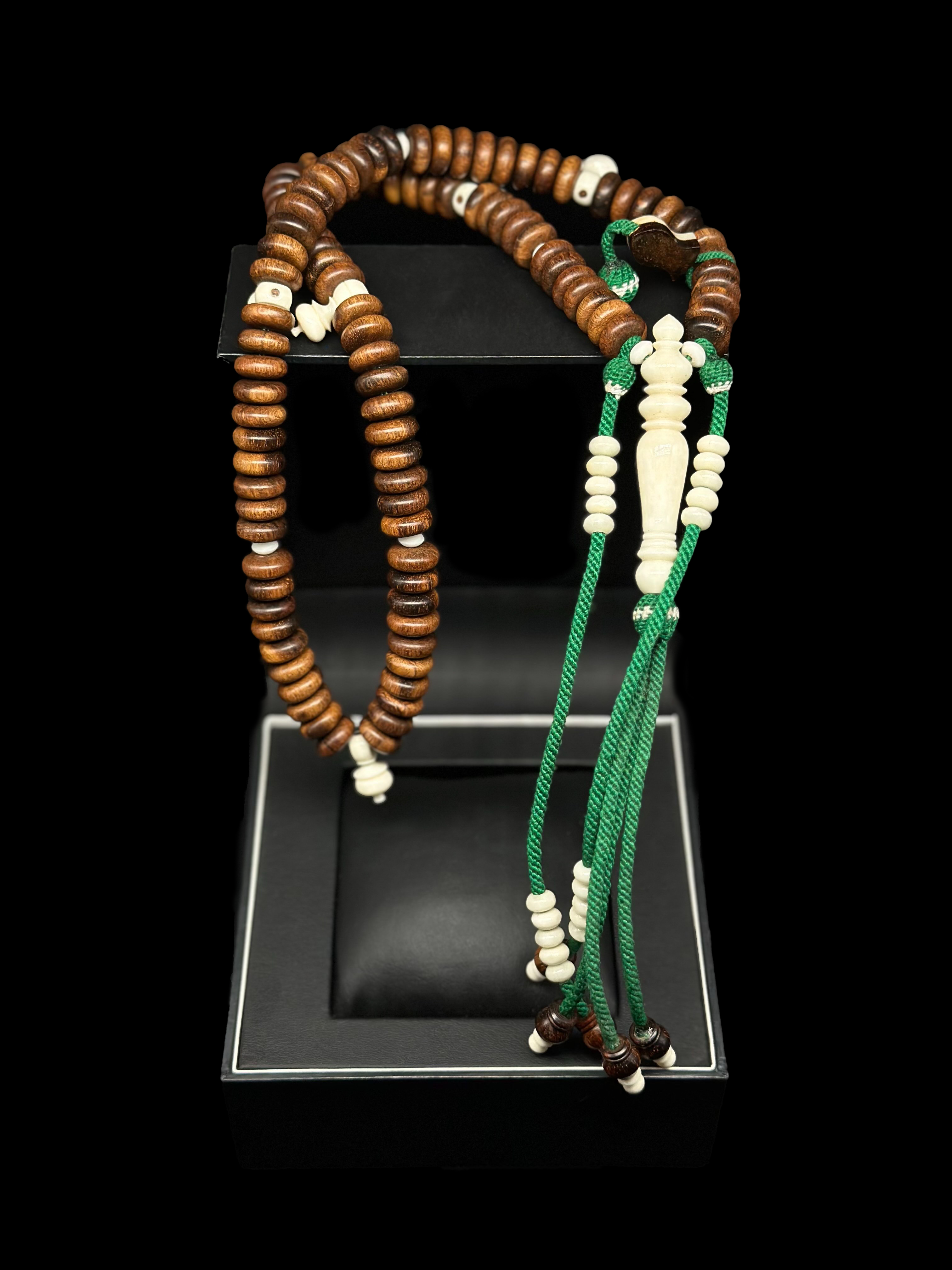 Pure Oud Agarwood x Cow Bone Tasbih With 2 Tone Prophetic Sandal
