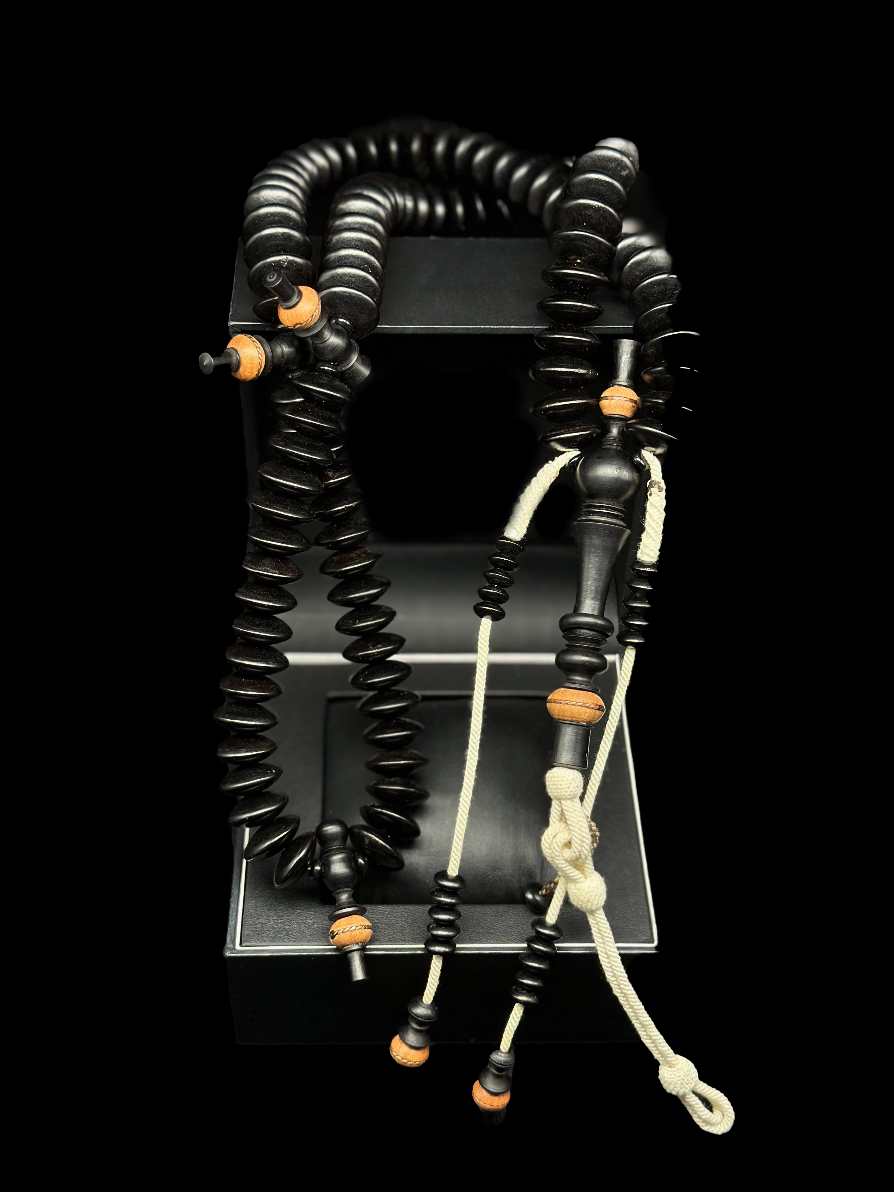 Ebony x Oud Agarwood Tasbih Rumi Model Darqawi With Custom Alif (XL)