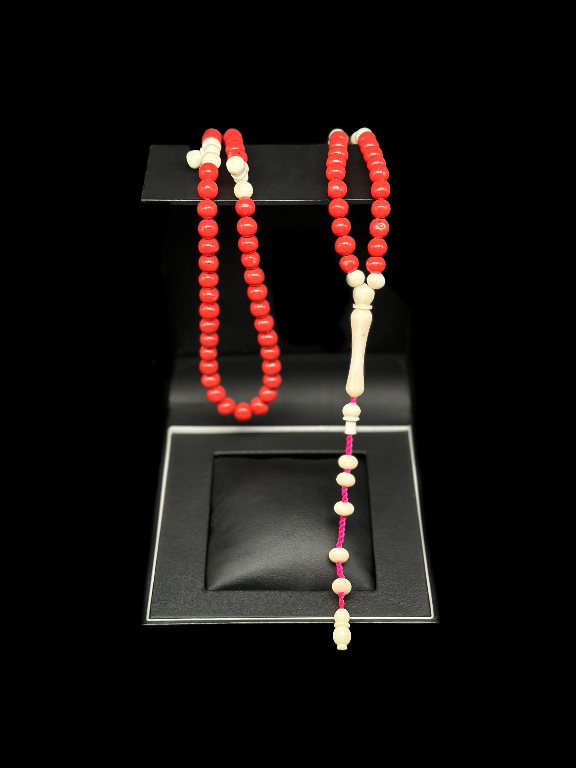 Adjustable Pink Marjan x Cow Bone Ottoman Tasbih 99 Beads