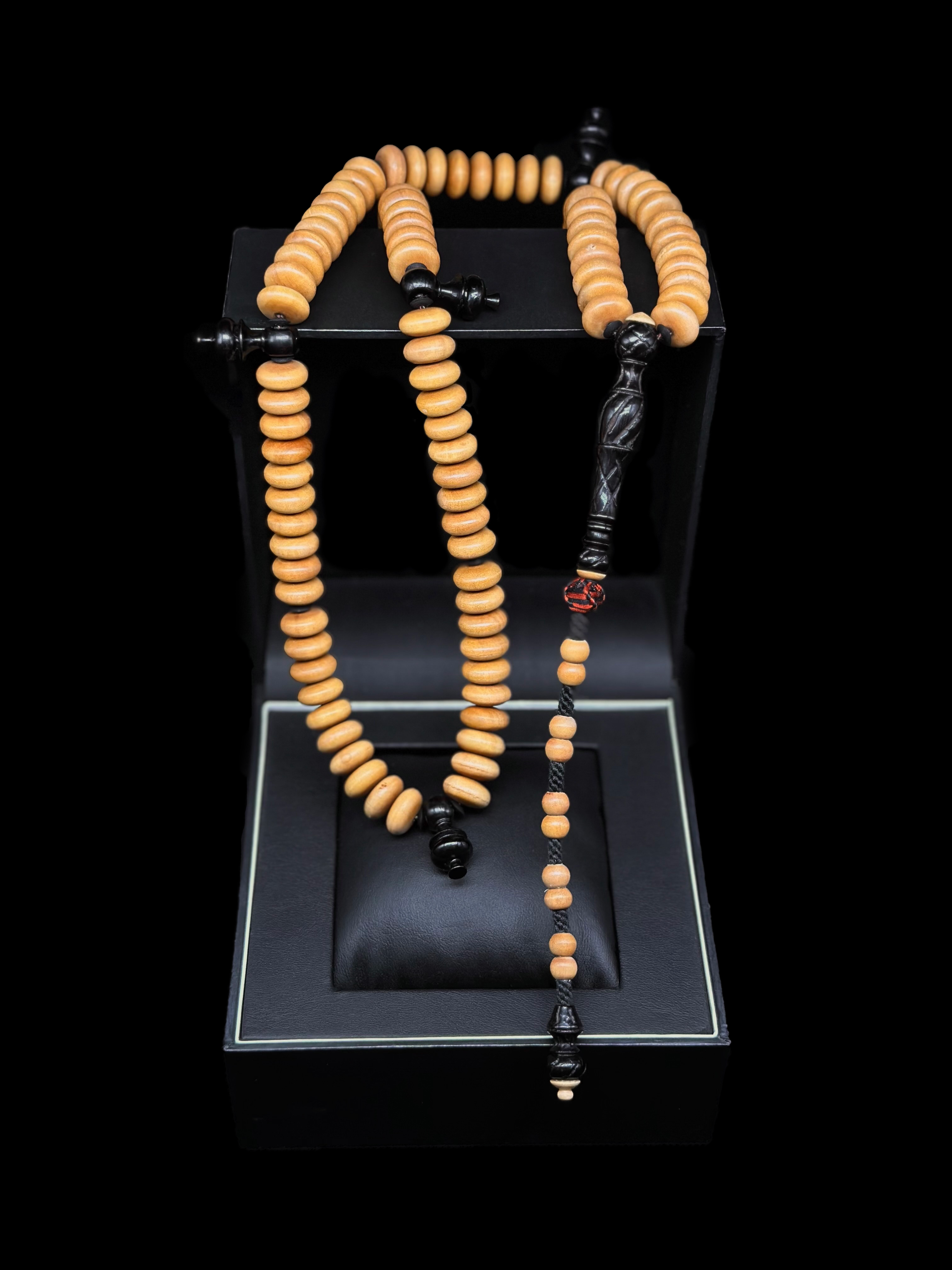 Pure Sandalwood x Carved Ebony Tasbih Grade A Fragrant)