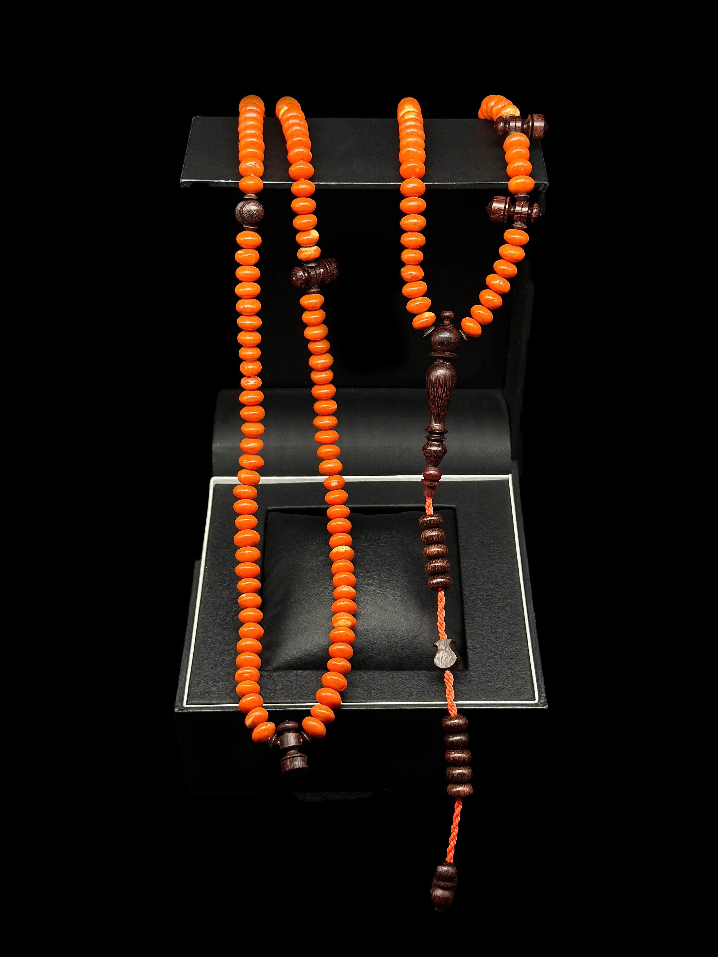 Adjustable Orange Marjan x Tamarind Tasbih 200 Beads With Prophetic Sandal